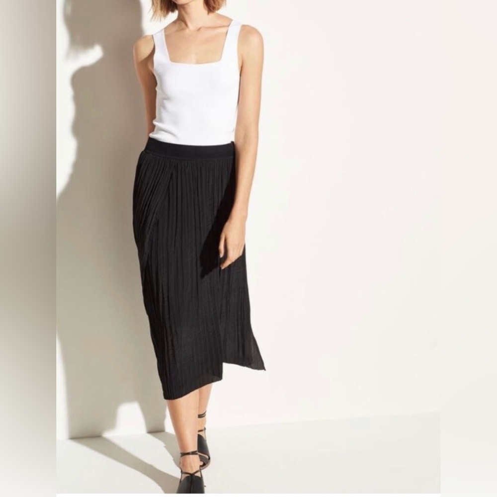 Vince Crushed Bias strip midi skirt